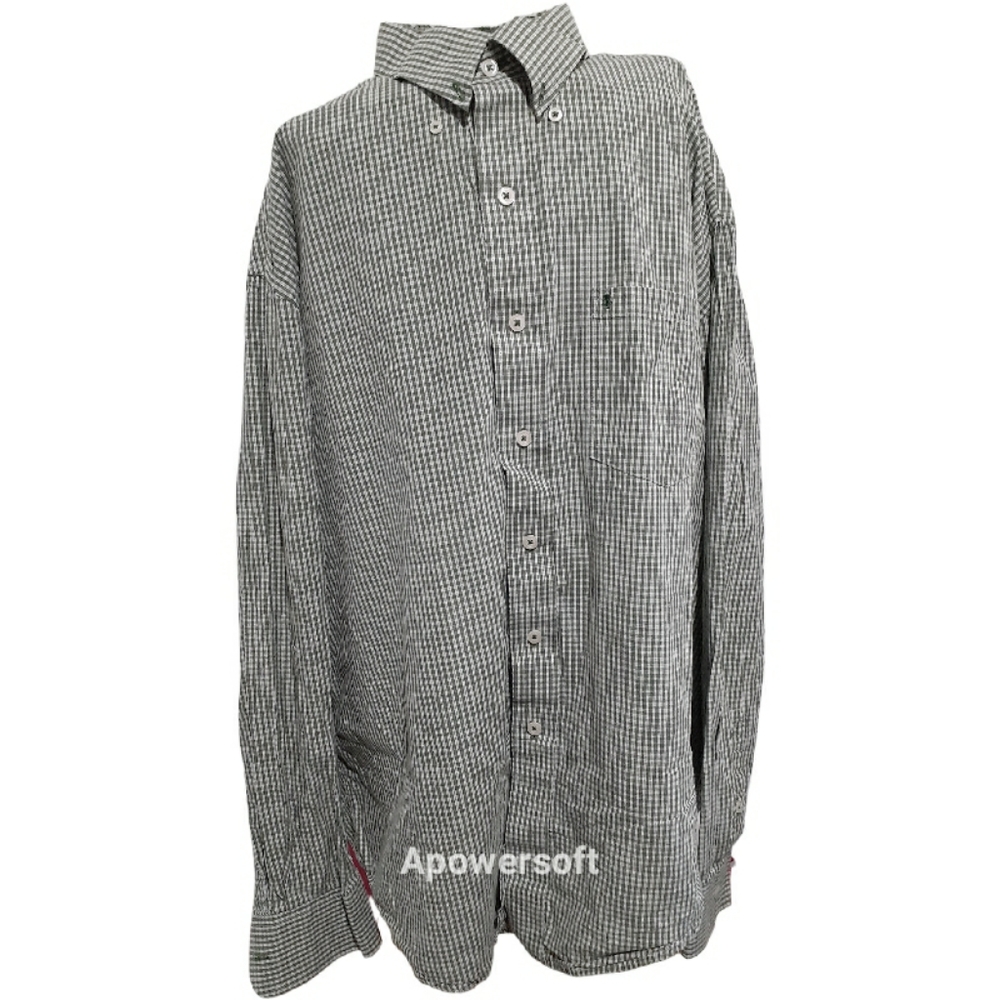 Mens Xl green and white button down shirt